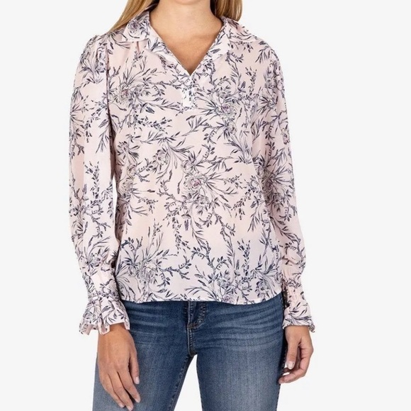 Kut from the Kloth Erin blouse floral print long sleeve crepe blouse small - Picture 2 of 14